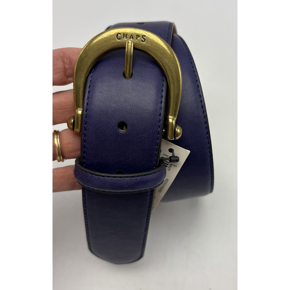 Vintage Belt Womens Small Purple Faux Leather Brass Buckle Dress Periwinkle New